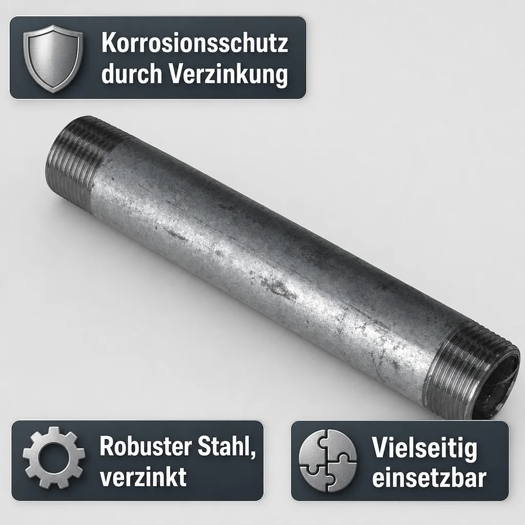 Rohrnippel, Gewindefitting verzinkt, 3/4 Zoll, AG x AG, 180mm