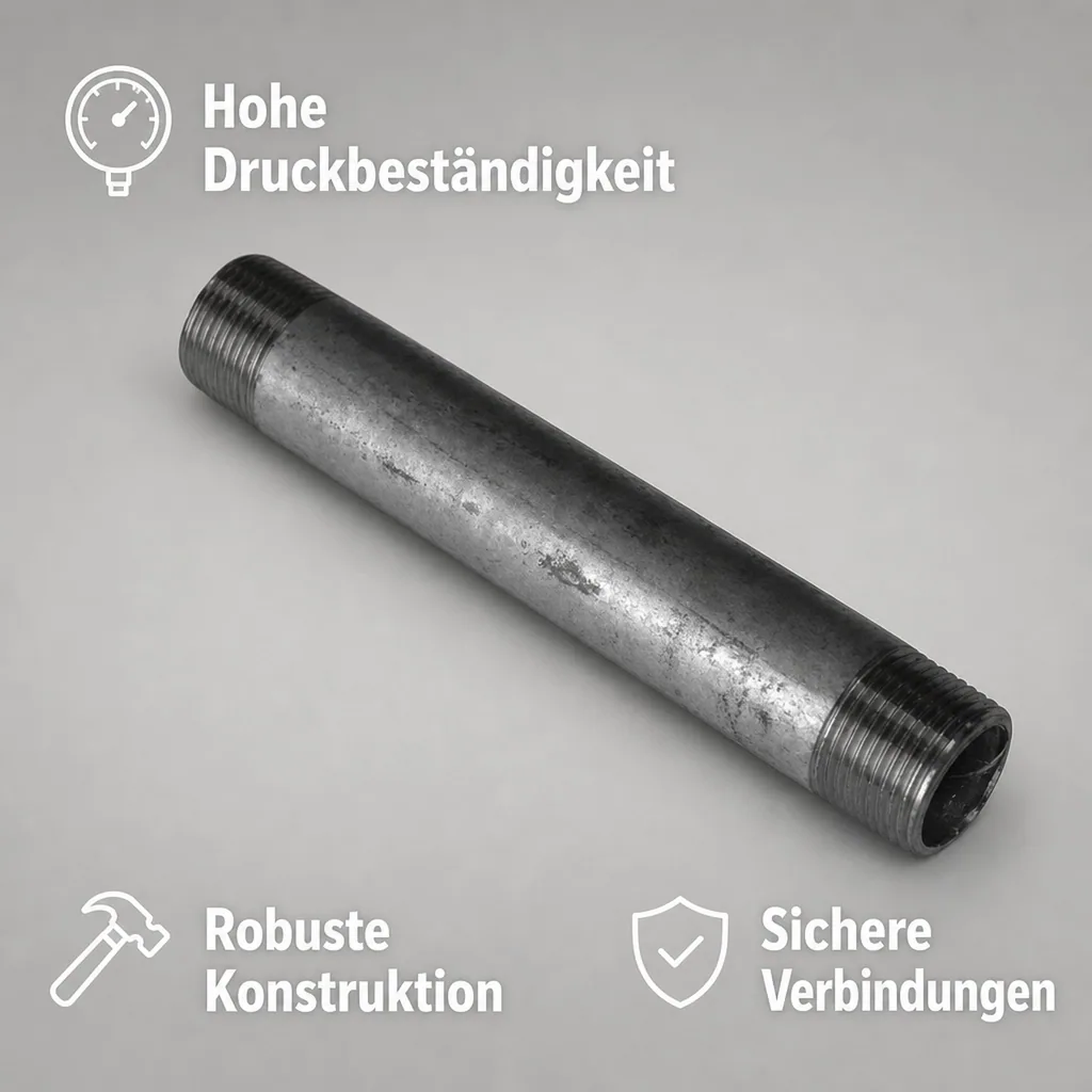 Rohrnippel, Gewindefitting, verzinkt, 1 1/2" AG x 1 1/2" AG, 250mm