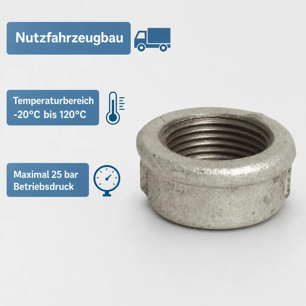 Gewindefitting Temperguss Kappe Rund 2" IG