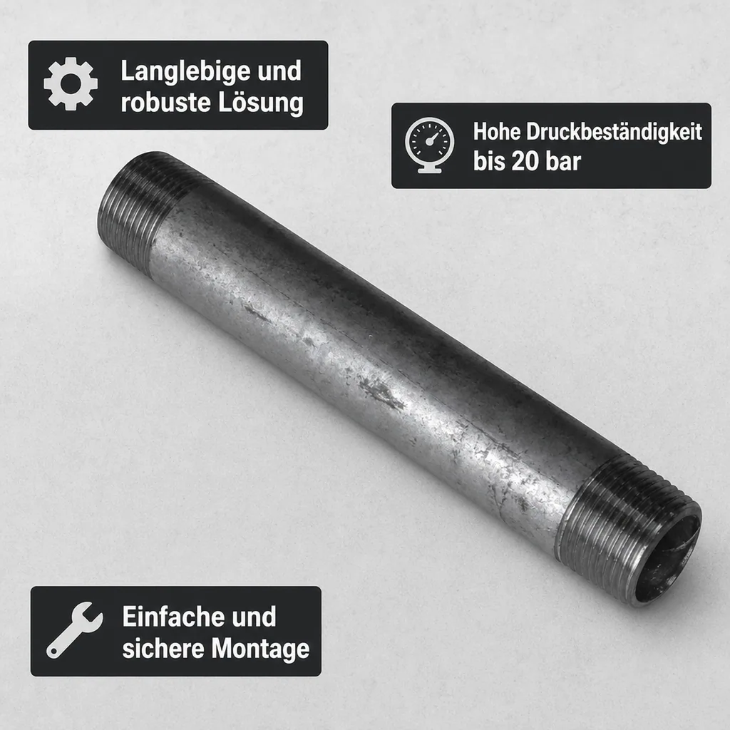 Rohrnippel verzinkt, Gewindefitting 1/4 Zoll AG