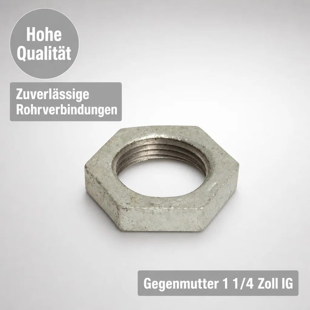 Tempergussfitting, Gewindefitting Temperguss, Gegenmutter 1 1/4 Zoll IG