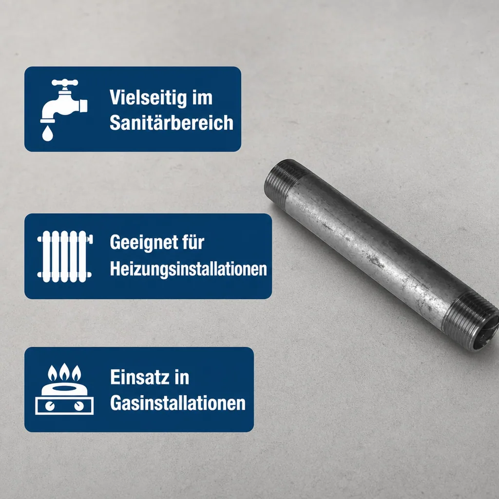 Gewindefitting Rohrnippel verzinkt 1/4" AG x 1/4" AG 200 mm