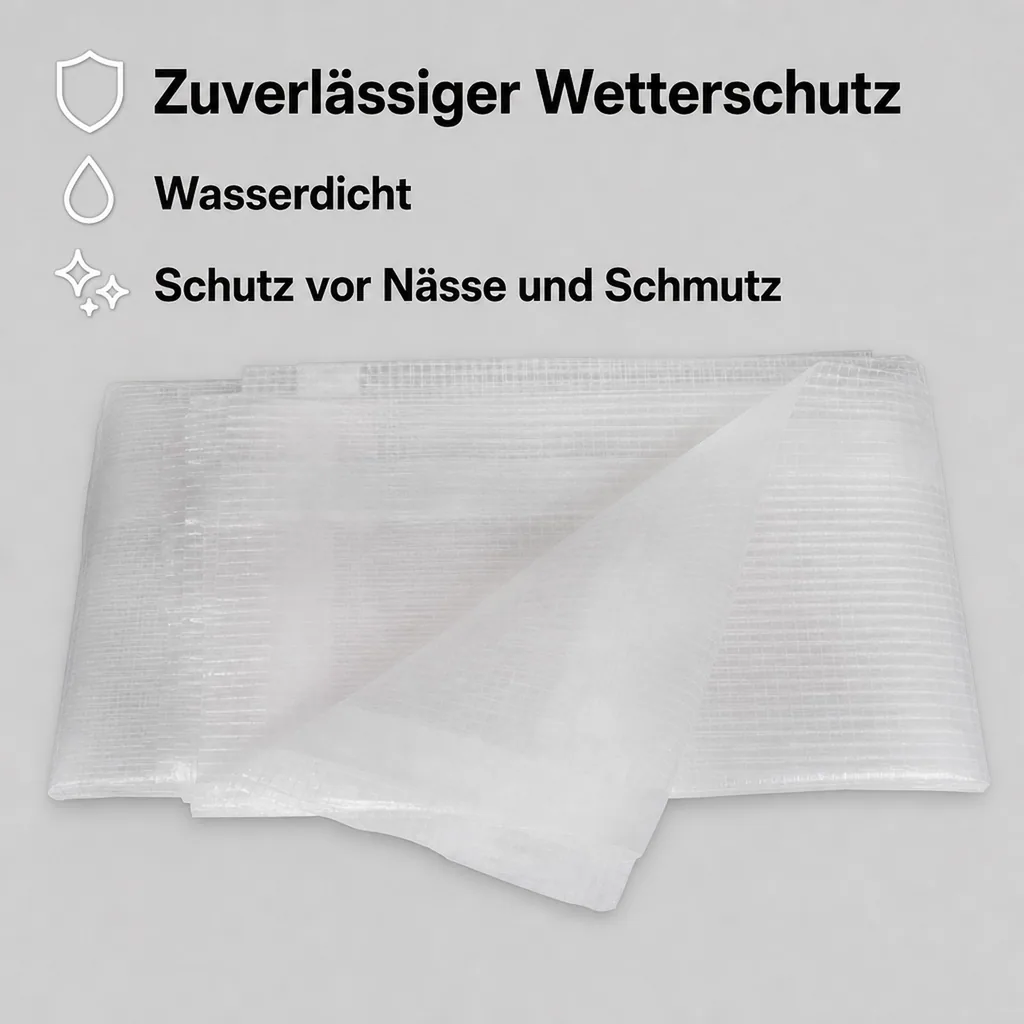Abdeckplane transparent, Gitterfolie 4x8 (32m²), Reißfest und UV-Stabil