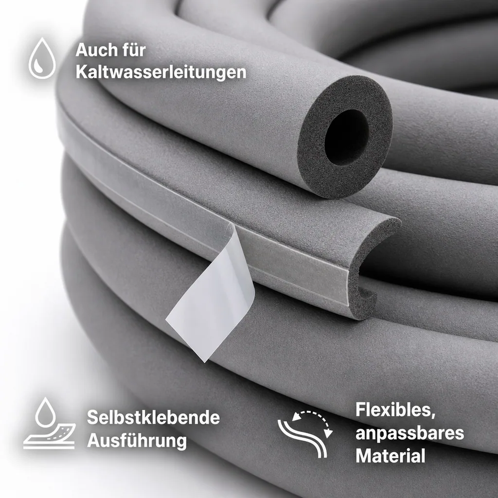 Rohrisolierung, Rohrdämmung selbstklebend, 22mm, endlos