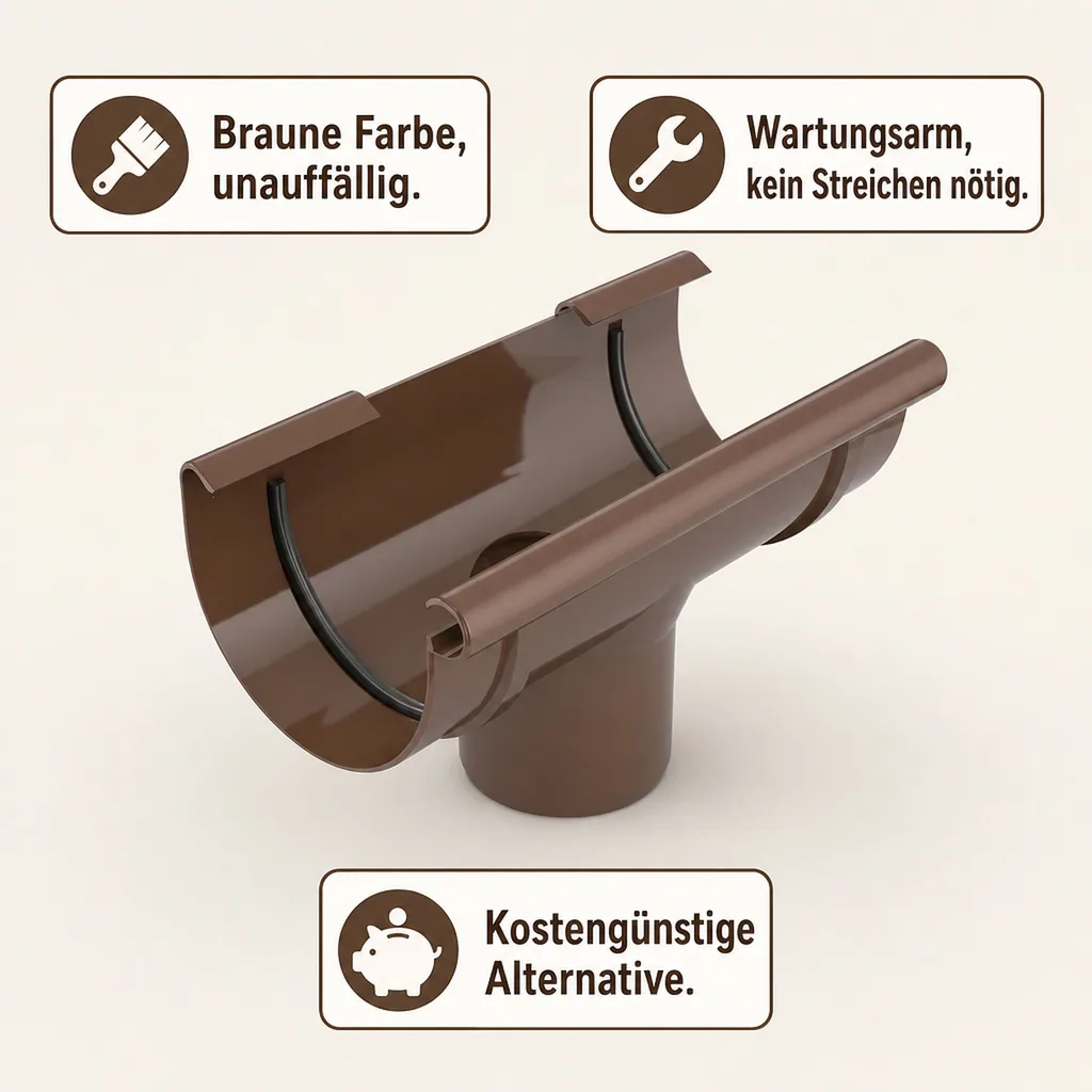 Regenrinne braun, Rinnenstutzen System 100/63