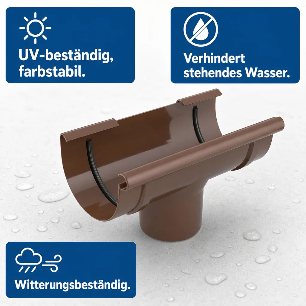 Regenrinne braun, Rinnenstutzen System 100/63