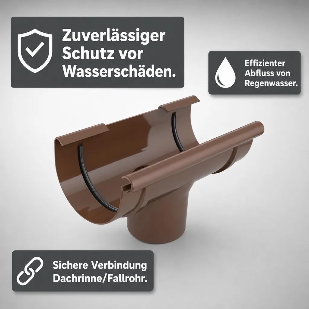 Regenrinne braun, Rinnenstutzen System 100/63