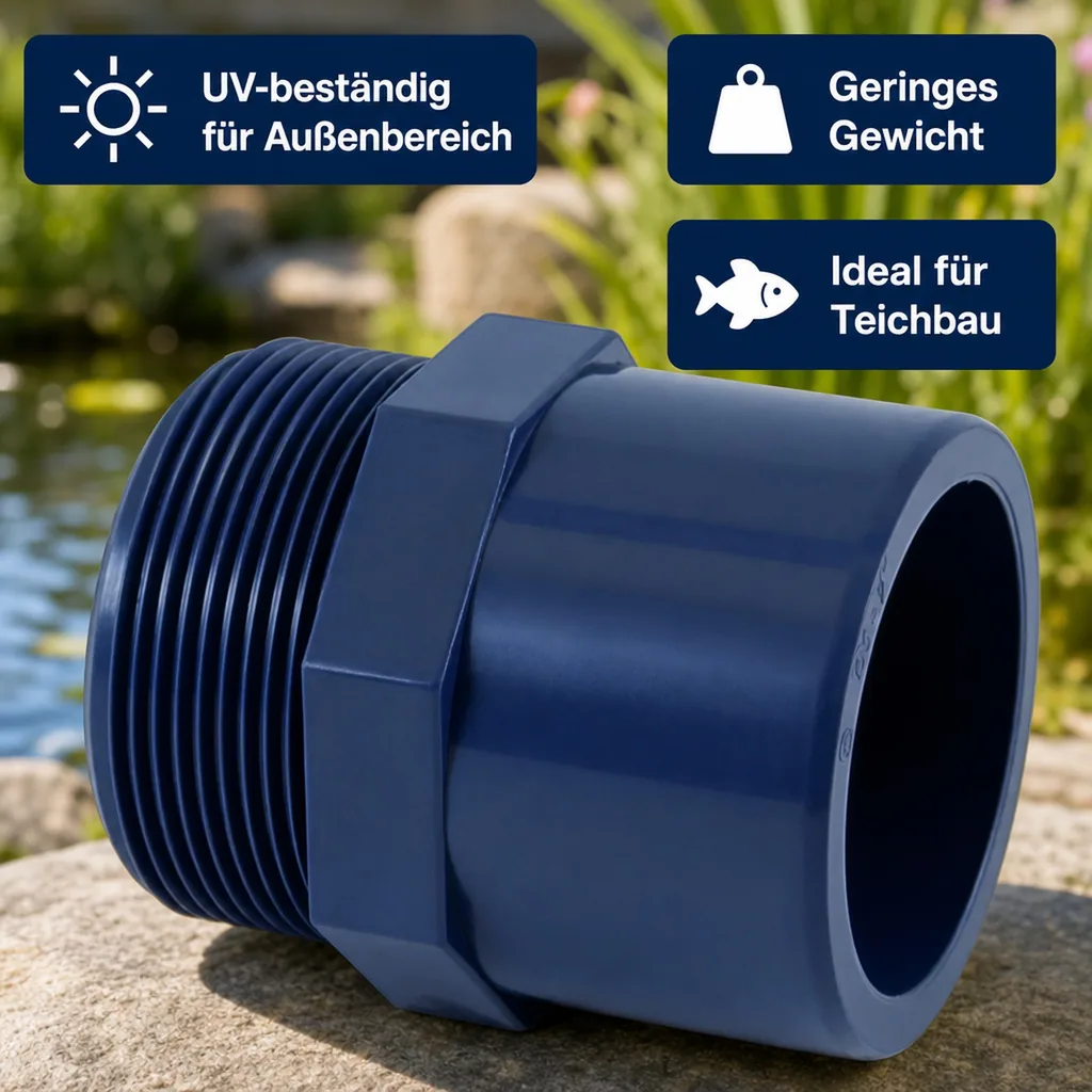 PVC Fittinge, Übergangsmuffe 50-40mm, Klebefitting, PVC Muffe
