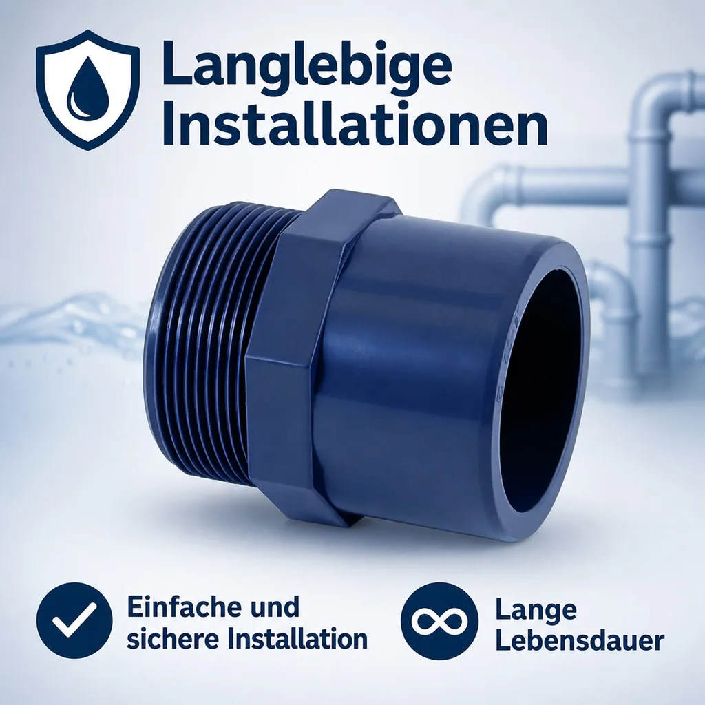 PVC Fittinge, Übergangsmuffe 50-40mm, Klebefitting, PVC Muffe