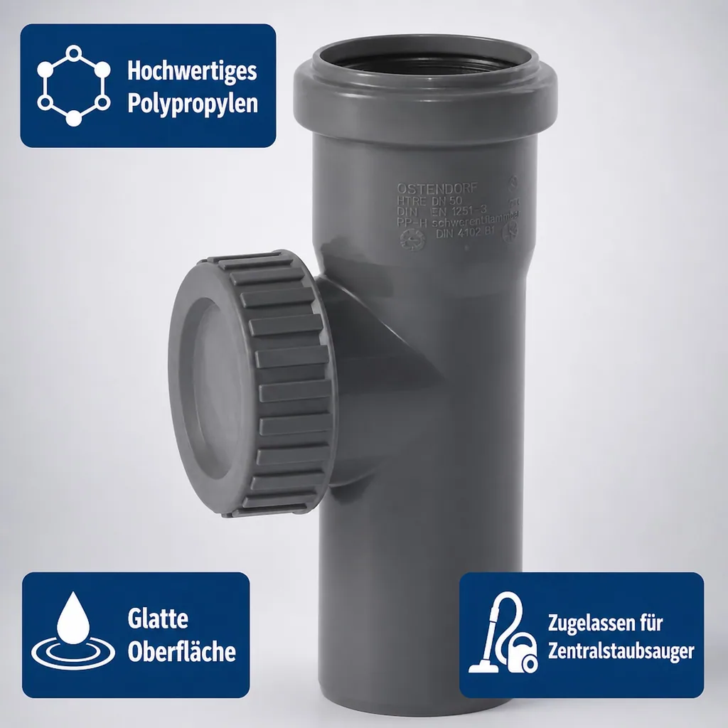 Reinigungsrohr DN 50, HT Rohr, Abwasserrohr
