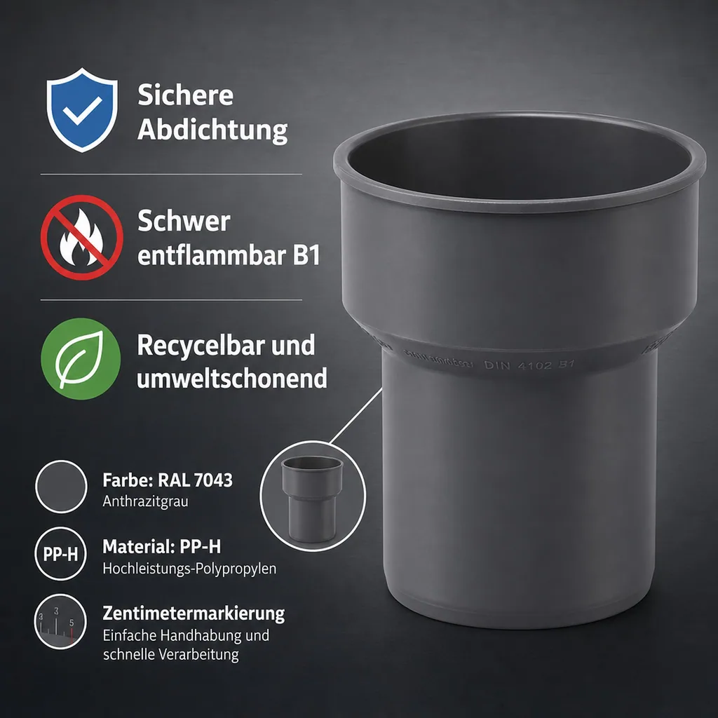 Siphonanschluss, HT Rohr DN 50, Abwasserrohr 50mm, Kunststoff Siphon