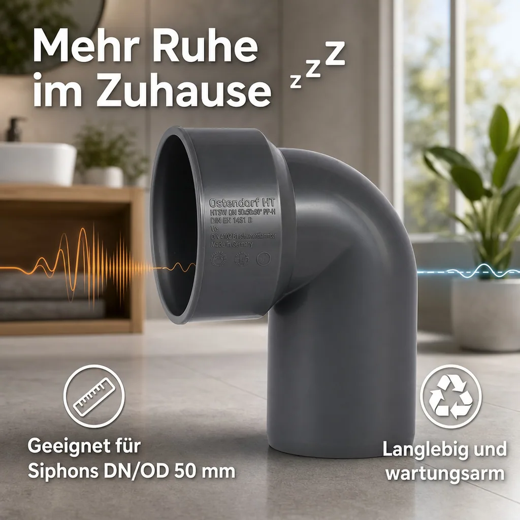 Siphonanschluss, HT Rohr 50, Abwasserrohr 50mm, HT Winkel 50, Kunststoff