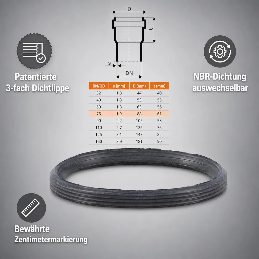 Ersatzlippendichtring DN/OD 75 (HT Safe)