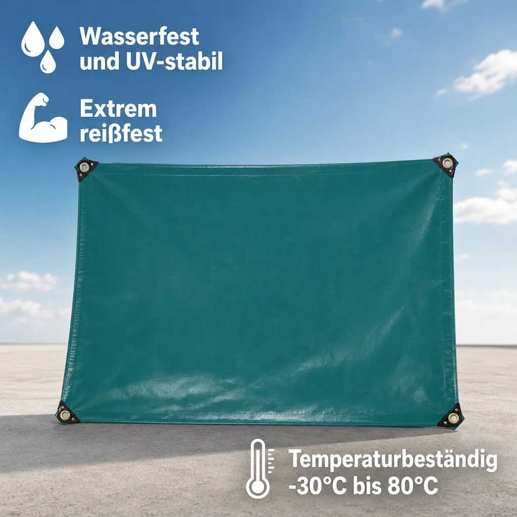 PVC Plane 650g, Abdeckplane, wasserdicht, grün 10 x 12 (120m²)