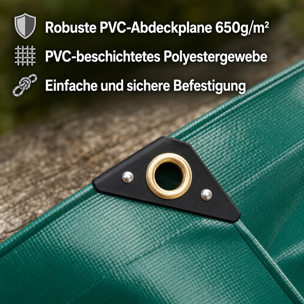PVC Plane 650g, Abdeckplane, wasserdicht, grün 10 x 12 (120m²)