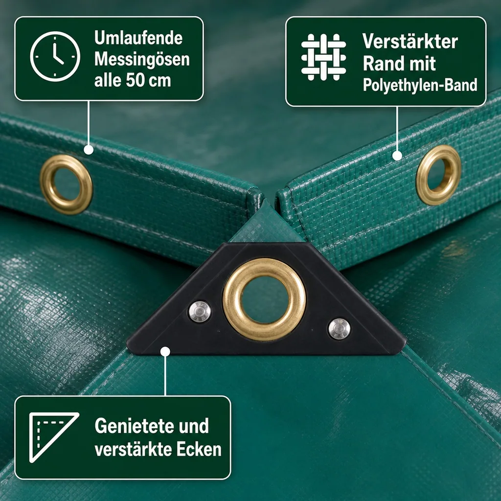 PVC Plane 650g, Abdeckplane, wasserdicht, grün 10 x 12 (120m²)