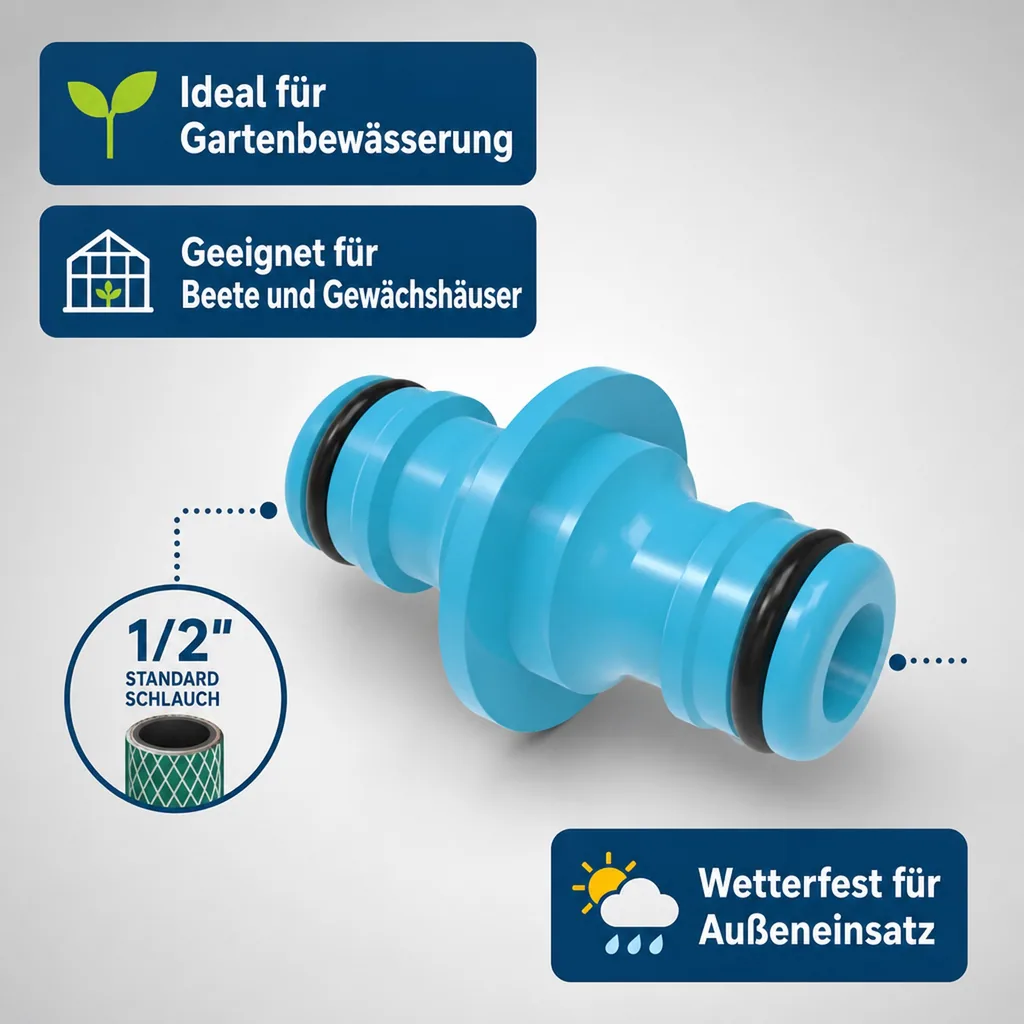 Schlauchverbinder 1/2 Zoll, Kupplungsverbinder, Schlauchkupplung