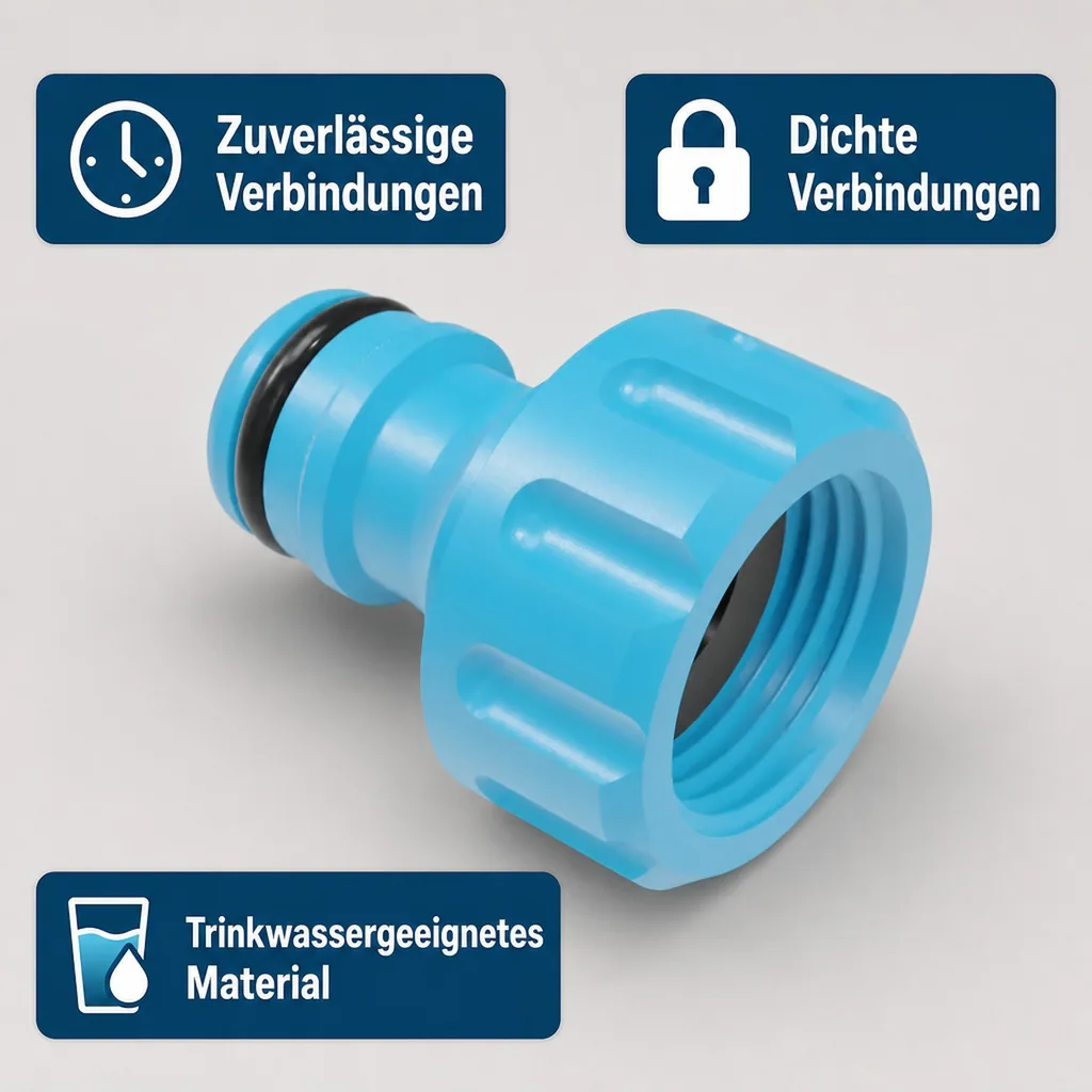 Wasserhahnanschluss 1/2 Zoll, mit Innengewinde, Hahnstück, Gartenbewässerung