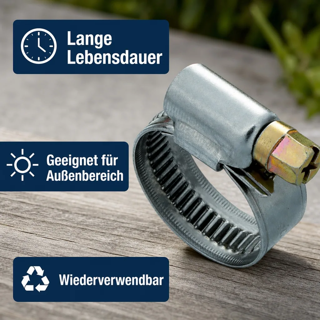 Schlauchschellen Edelstahl, 9 mm, 25-40 mm, W2, DIN 3017