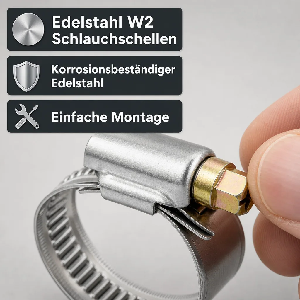 Schlauchschellen, Edelstahl, W2, 12mm, 16-27mm