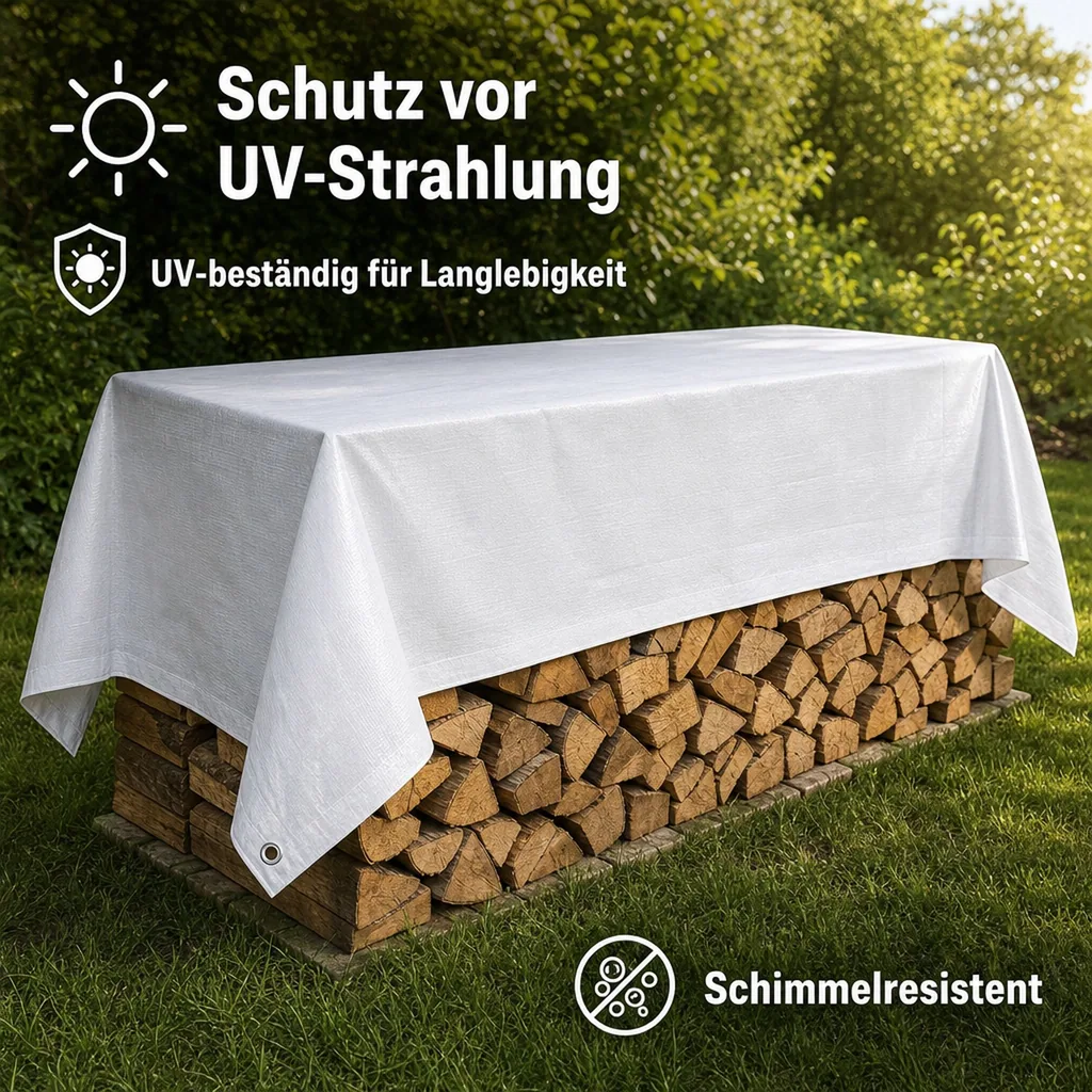 Abdeckplane, 2x3 m (6m²), wasserdicht, reissfest, weiss