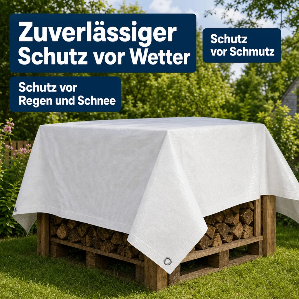 Abdeckplane, 2x3 m (6m²), wasserdicht, reissfest, weiss