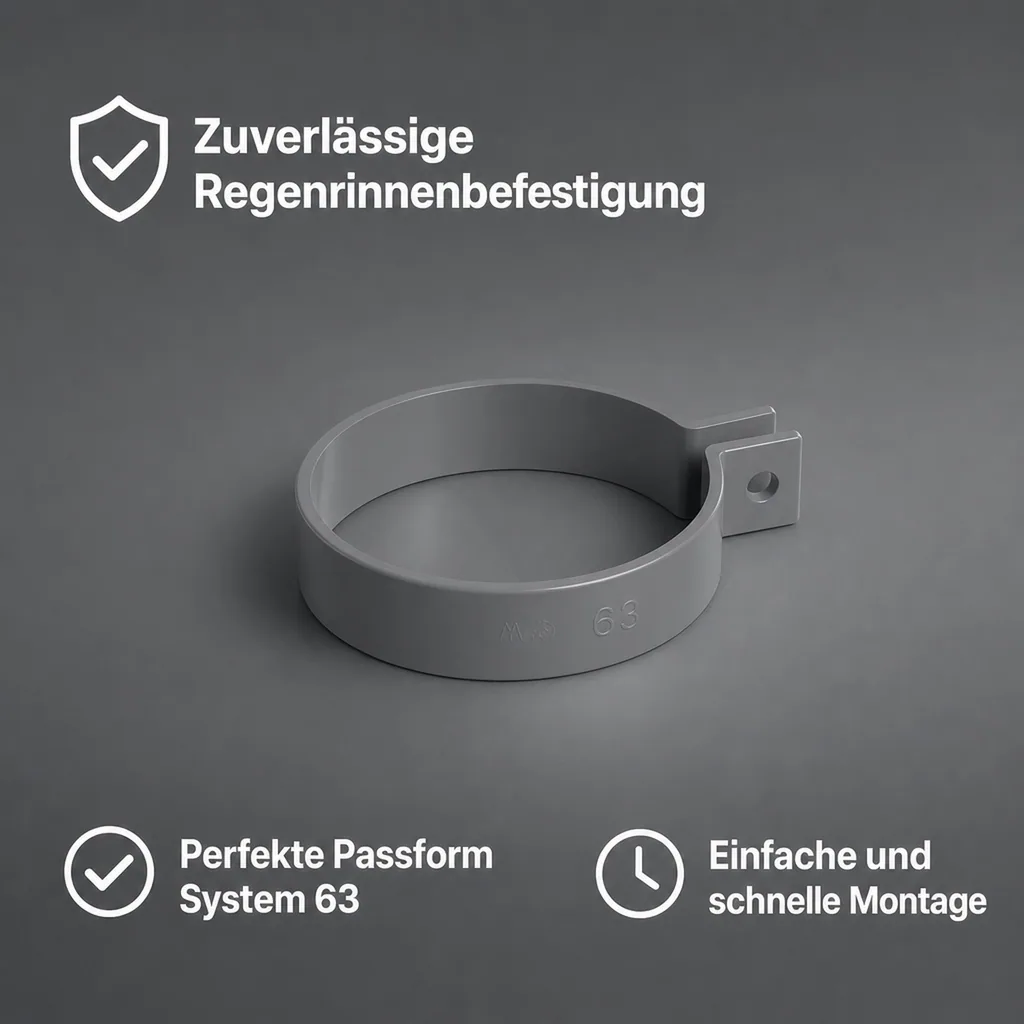 Regenrinne Halter, PVC Bügel graphit, Fallrohr System 63