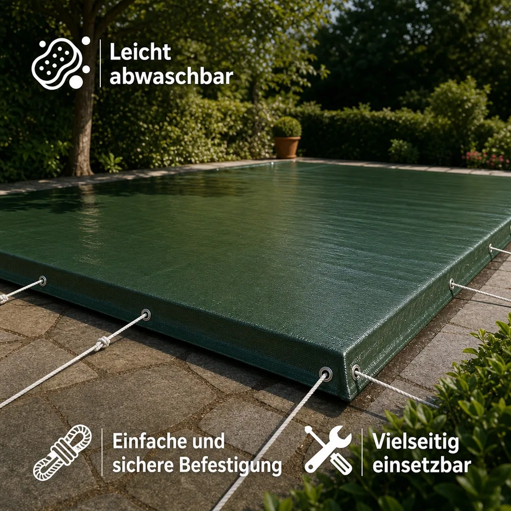 Abdeckplane 280g/m², grün, wasserdicht, reißfest, UV-stabil, 10x12m (120m²)