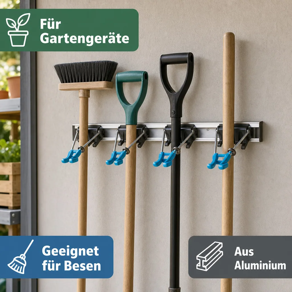 Geräteleiste, für Gartengeräte z.B. Schaufeln, Besen usw.