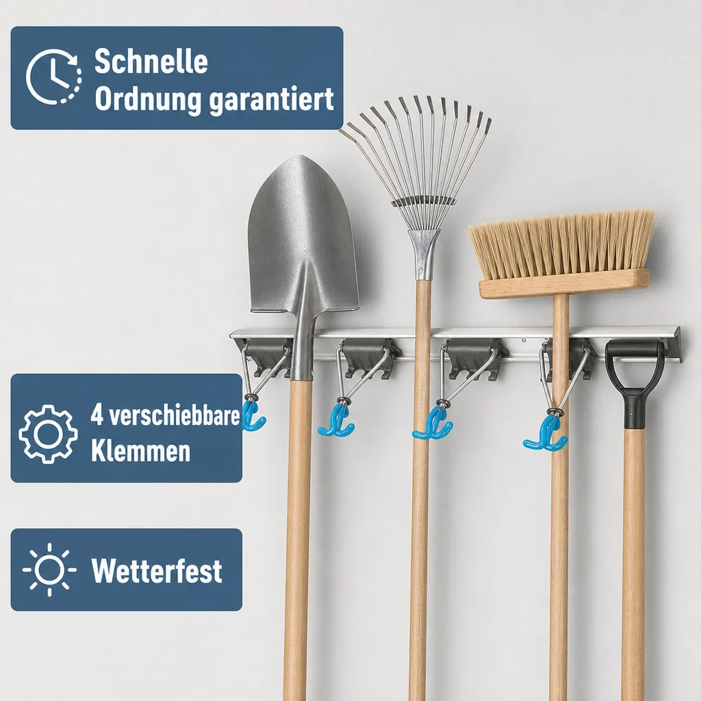 Geräteleiste, für Gartengeräte z.B. Schaufeln, Besen usw.