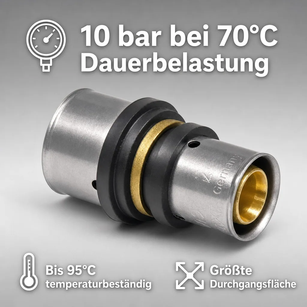 Pressfitting Kupplung, Reduzierkupplung 32mm, Boni, Pressfitting Verbindung