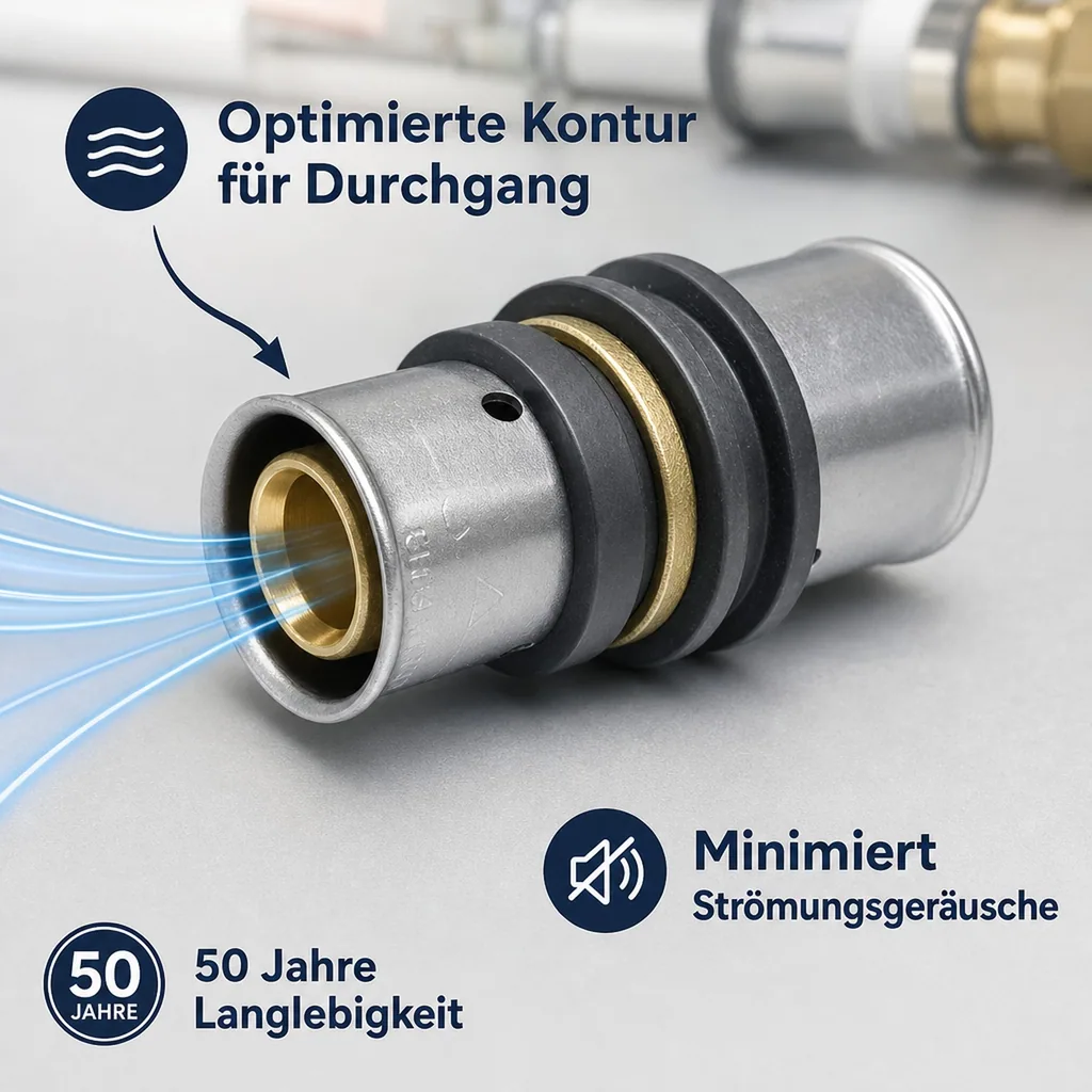 Pressfitting Kupplung, Reduzierkupplung 32mm, Boni, Pressfitting Verbindung