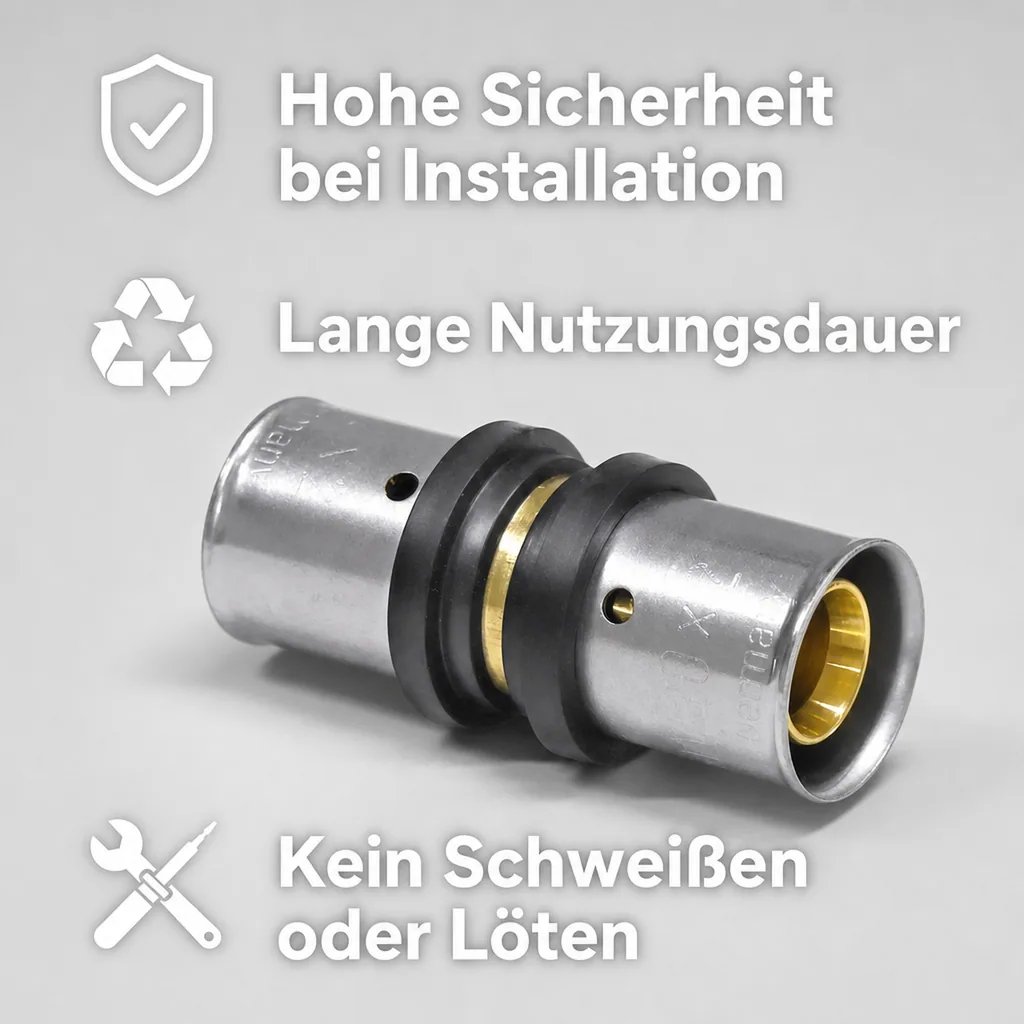 Pressfitting 32mm, Presskupplung, Verbinder, Heizung