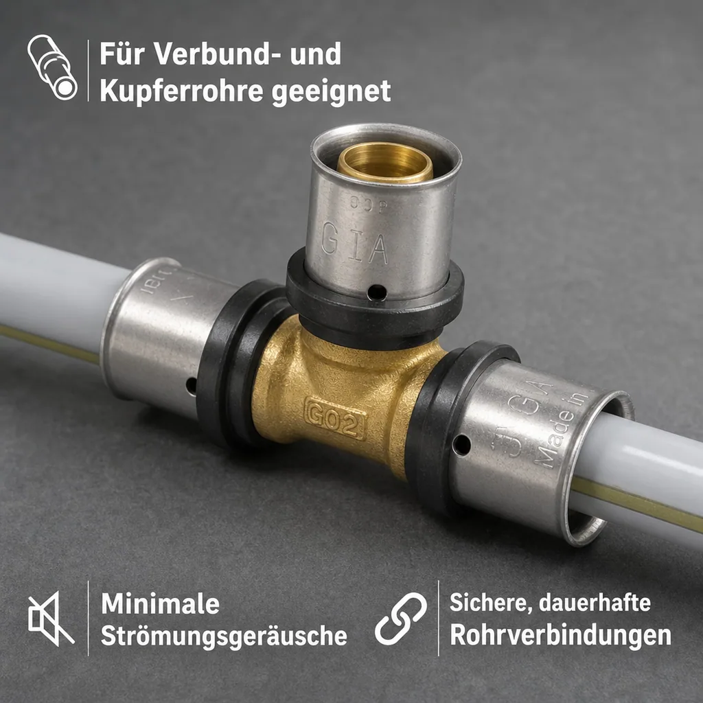 Pressfitting T-Stück 26x3, für Verbundrohr, DVGW zertifiziert