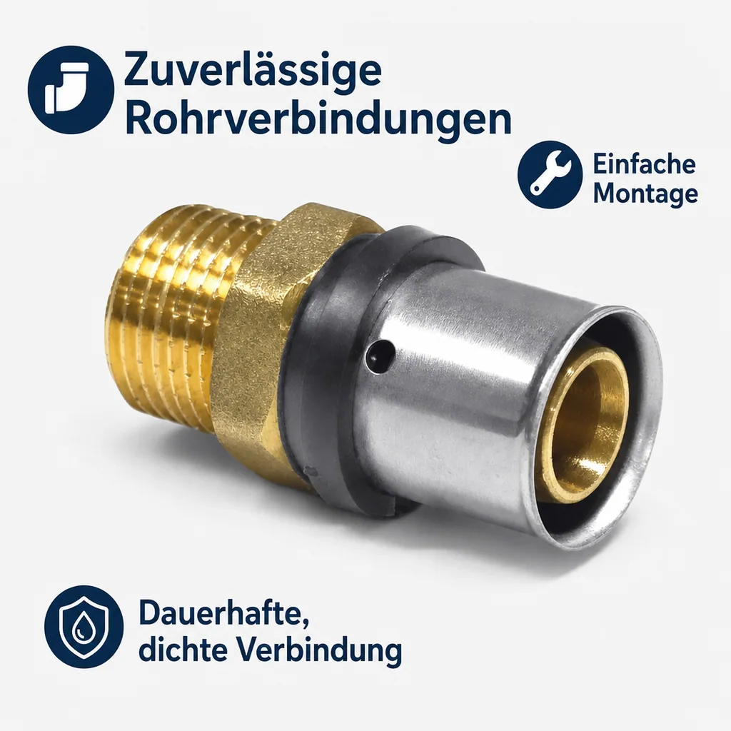Pressfitting Kupplung 26 x 3 - 1 Zoll AG, Pressverbinder