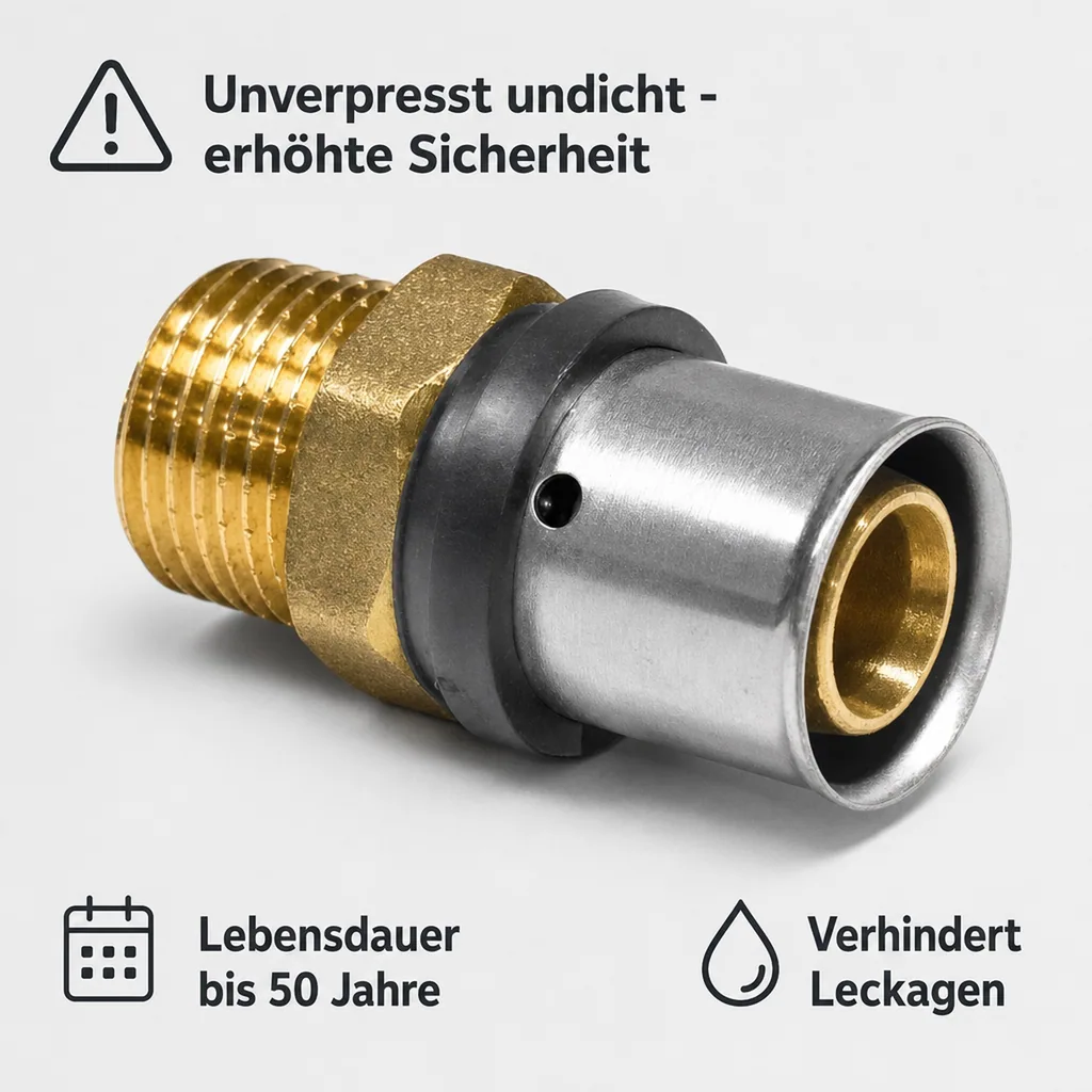 Pressfitting Kupplung 26 x 3 - 1 Zoll AG, Pressverbinder