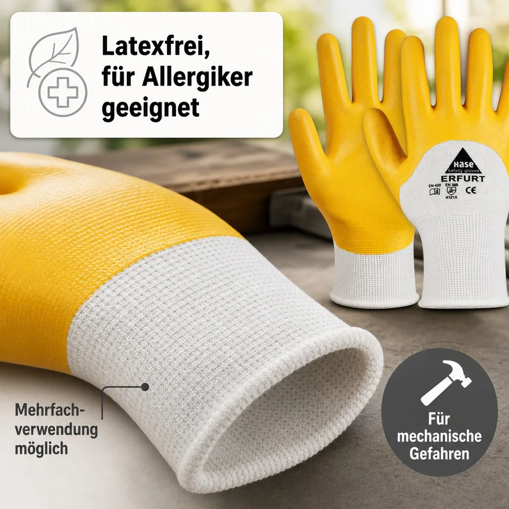 Arbeitshandschuhe, Nitril, Gr. 12, gelb