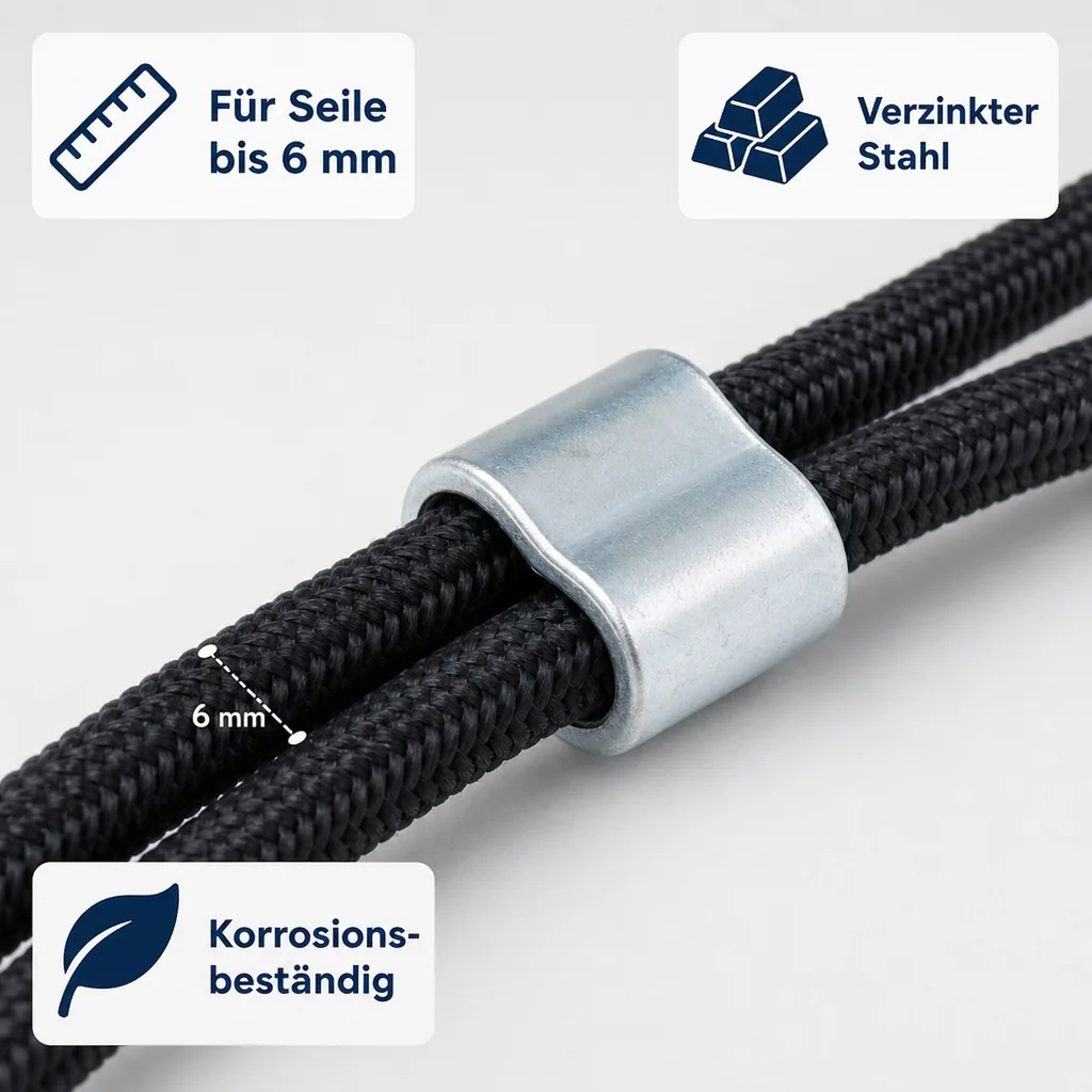 Seilklemmen, Drahtseilklemmen, Seilverbinder, verzinkt für 6 mm Seile