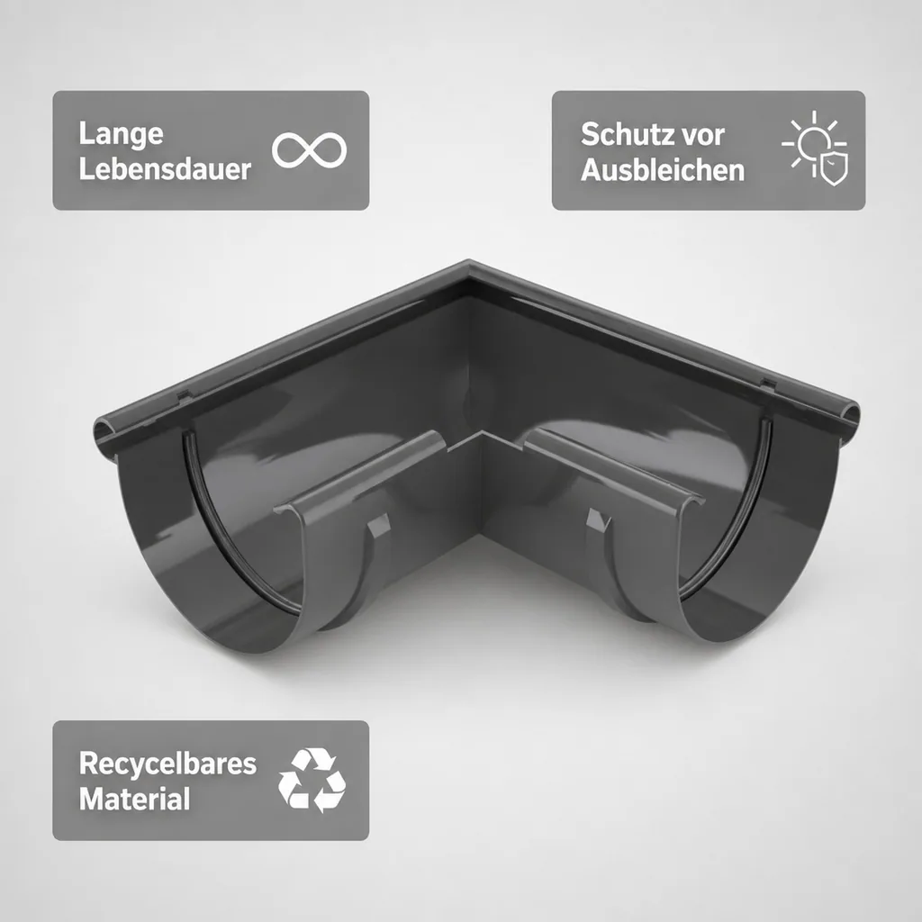 Regenrinne 90° Eckstück, aussen, graphit, System 75