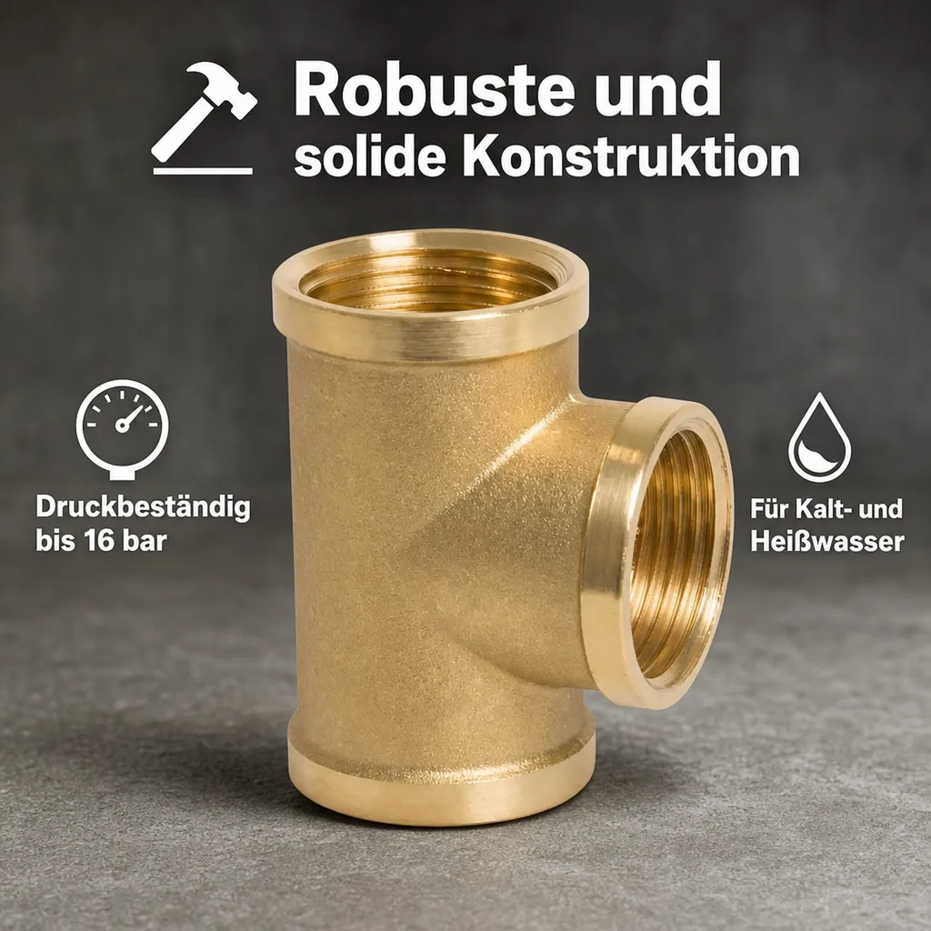 Messing T Stück, Gewindefitting, 1 1/4 Zoll Innengewinde