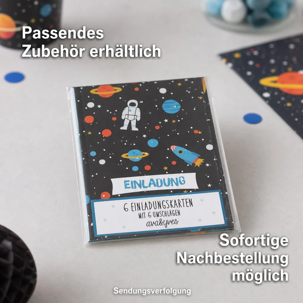Ava & Yves Einladungskarten Set Rakete