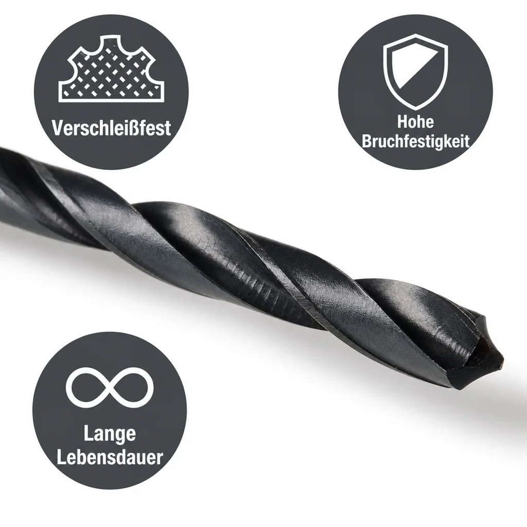 HSS Bohrer 8mm, Metallbohrer, Spiralbohrer DIN 338, Stahlbohrer