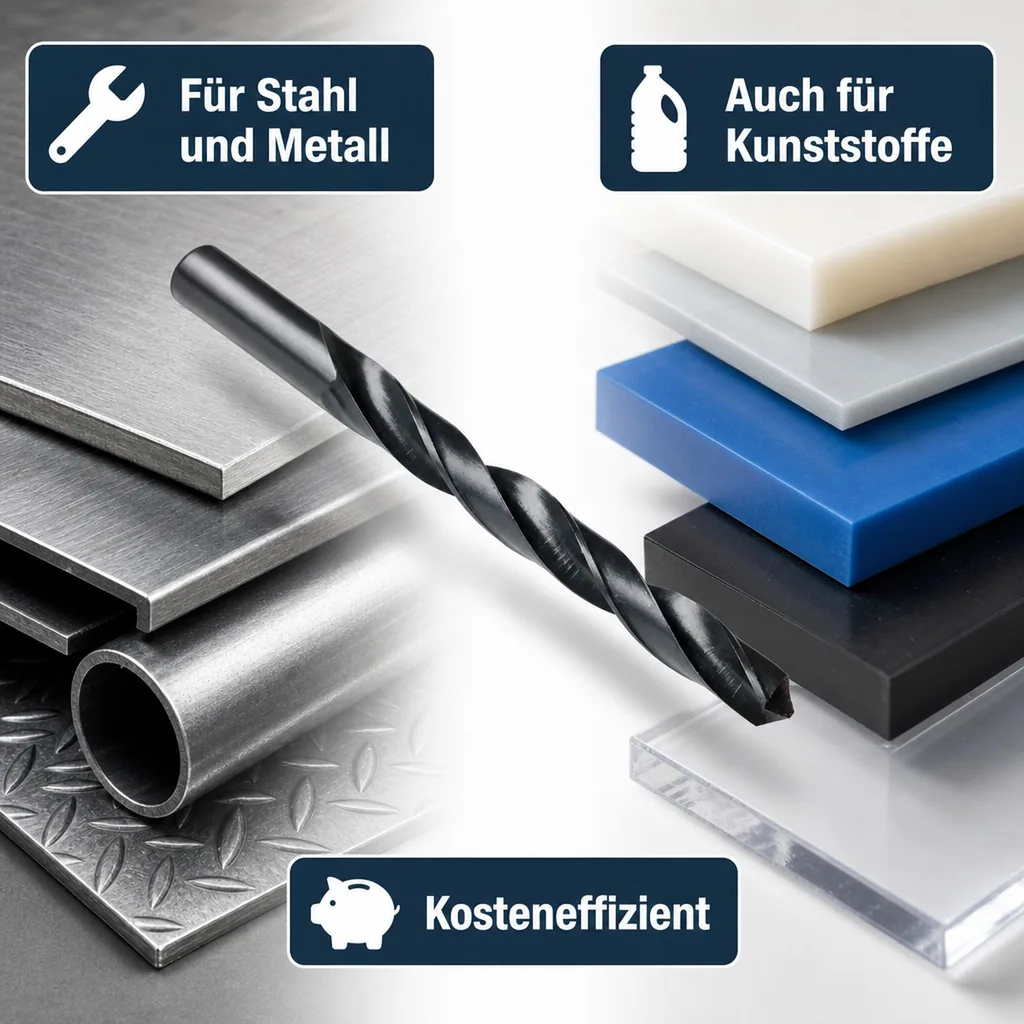 Spiralbohrer 9.5 mm, HSS Bohrer, Metallbohrer, Stahlbohrer, DIN 338