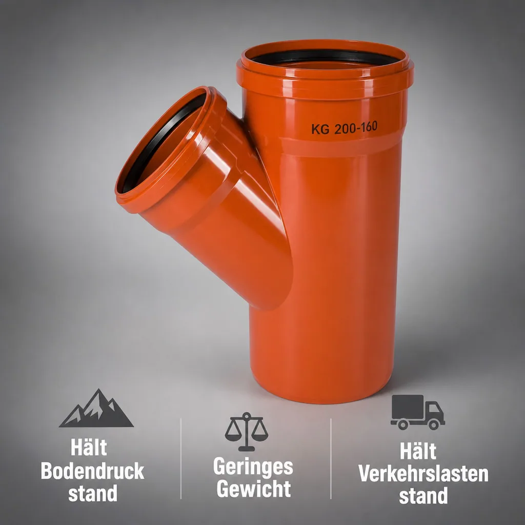 KG Rohr Abzweig DN 200/160, 45 Grad, Kanalrohr