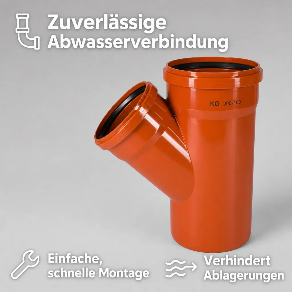 KG Rohr Abzweig DN 200/160, 45 Grad, Kanalrohr