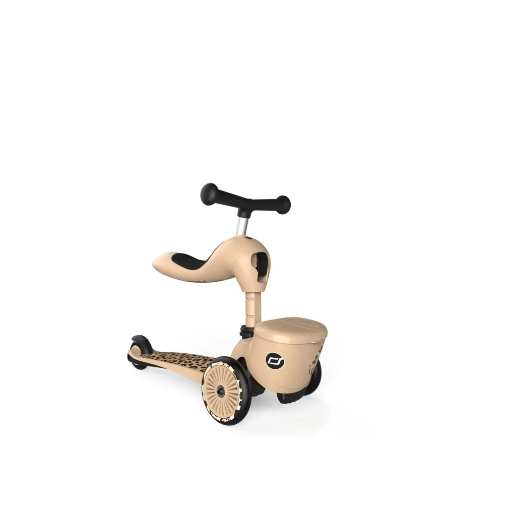 Scoot & Ride Highwaykick 1 Lifestyle, 2in1 Roller, Kickboard, Scooter mit sitz, Farbe: Leopard