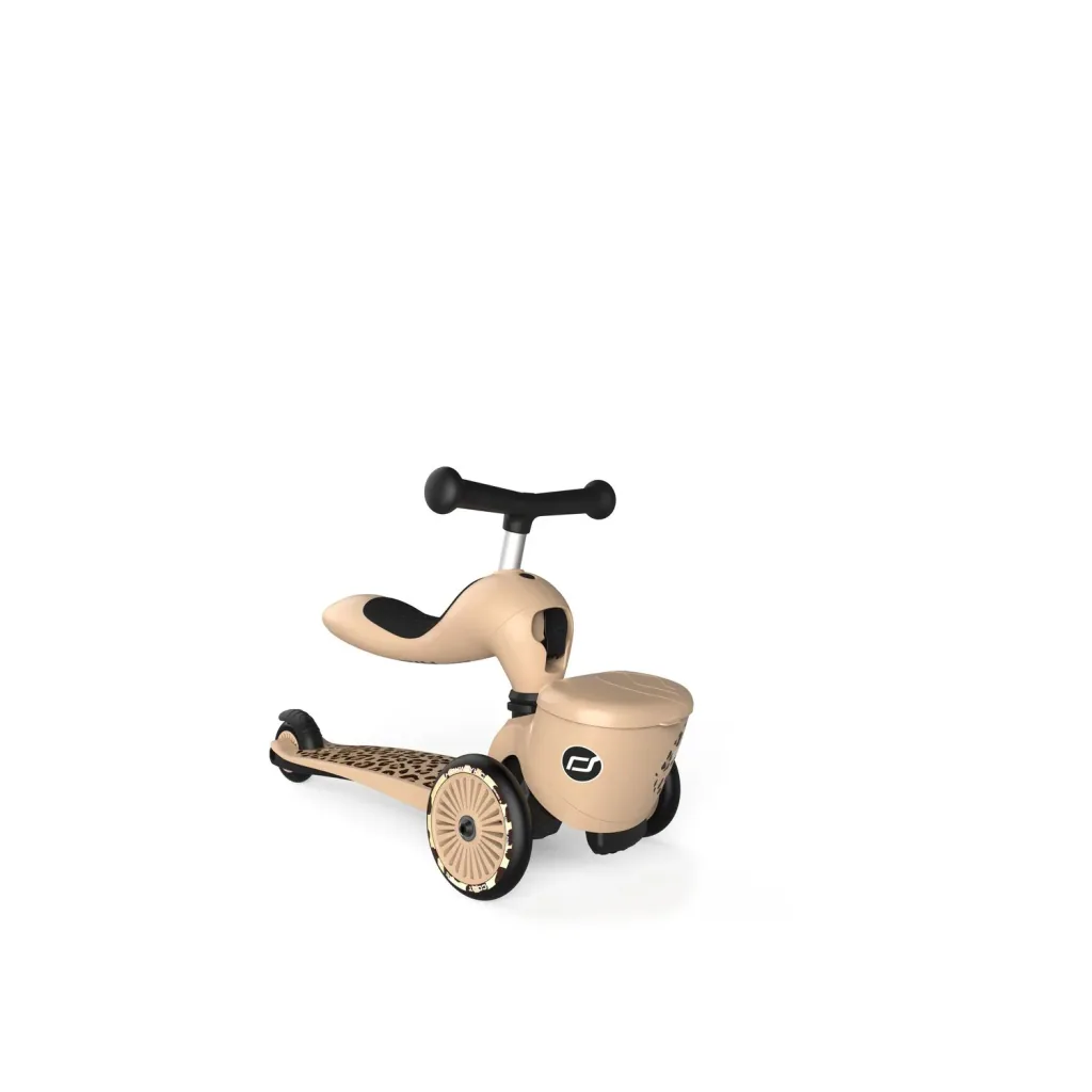 Scoot & Ride Highwaykick 1 Lifestyle, 2in1 Roller, Kickboard, Scooter mit sitz, Farbe: Leopard