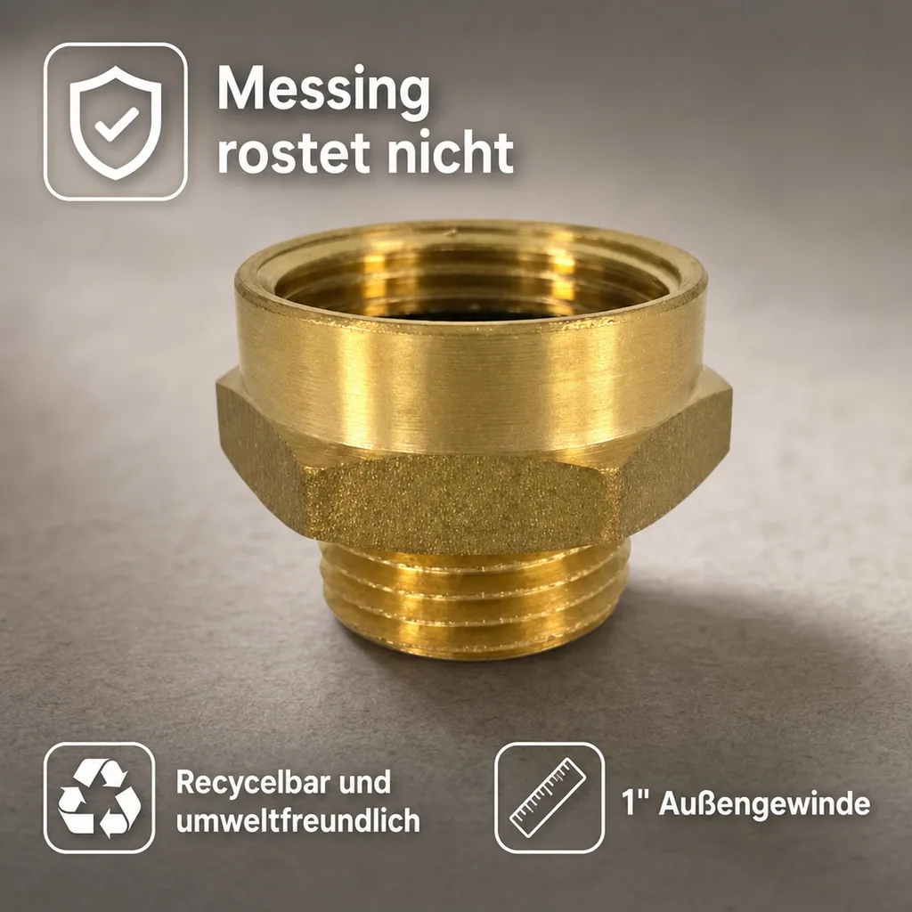 Messing Fitting, Doppelnippel, Gewindefitting 1" AG x 1 1/4" IG