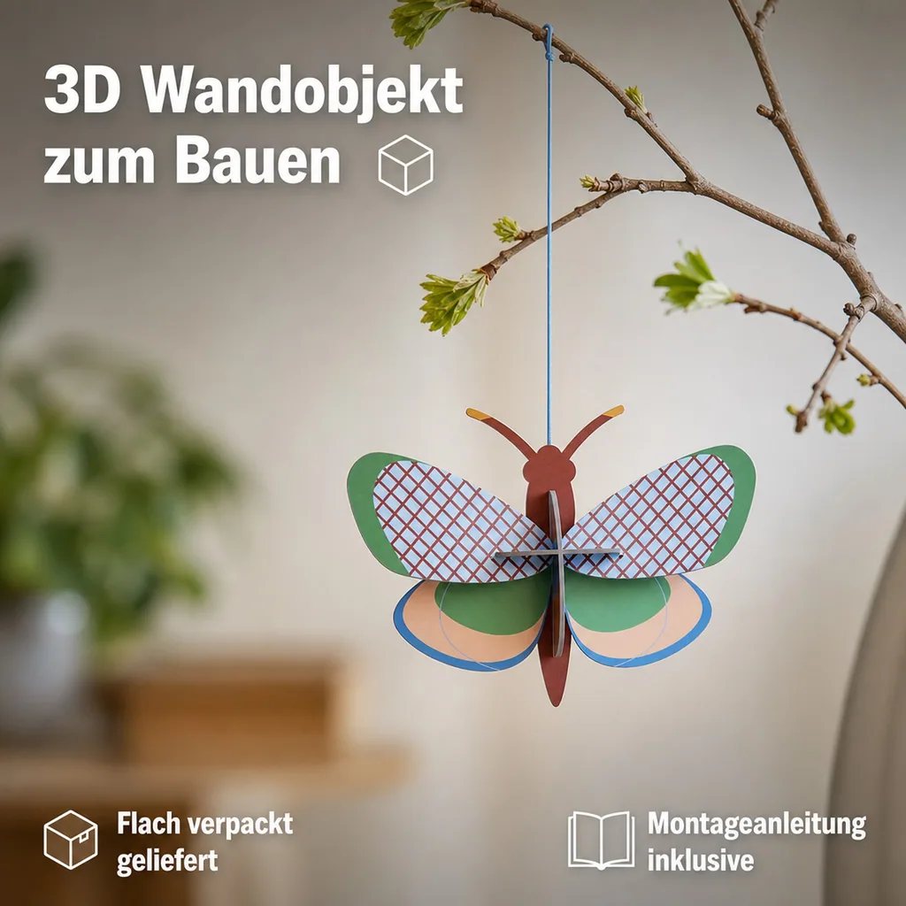 Studio ROOF Ornament, Bastel-Set, 3D Wandobjekt - Gitterschmetterling