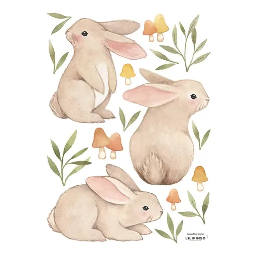 Lilipinso Wandsticker A3 kleine Hasen im Gras braun